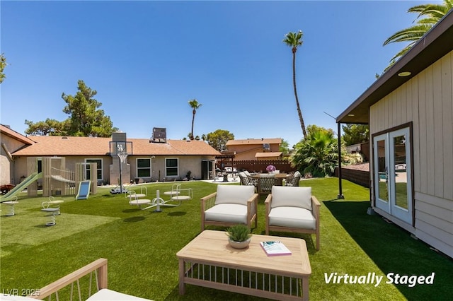 3708 Lorraine Ln, Las Vegas, NV 89120 - view of green lawn with outdoor dining area