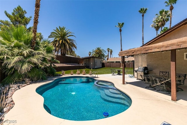 3708 Lorraine Ln, Las Vegas, NV 89120 - view of pool with a patio area, a pool with connected hot tub, and area for grilling