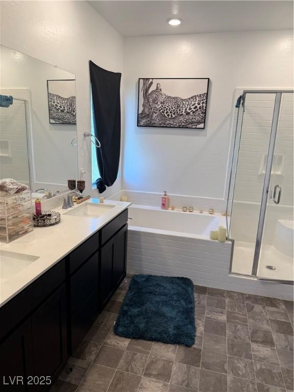 1618 Dakota Group Ave, North Las Vegas, NV 89084 - full bath with a bath, a shower stall, and double vanity