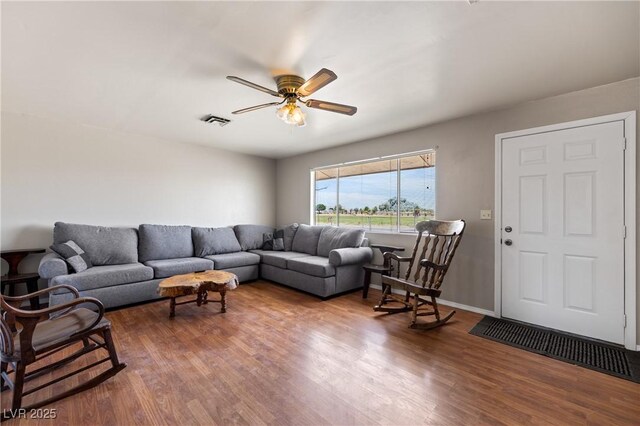 585 W Ingram Ave, Overton, NV 89040 - living area with wood finished floors and a ceiling fan