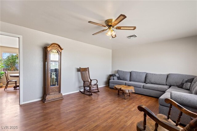 585 W Ingram Ave, Overton, NV 89040 - living room featuring wood finished floors and ceiling fan