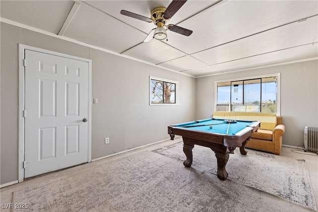 585 W Ingram Ave, Overton, NV 89040 - playroom featuring billiards, a ceiling fan, and carpet
