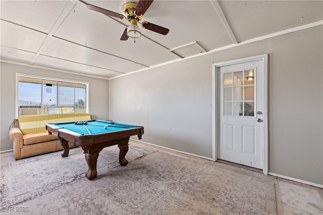 585 W Ingram Ave, Overton, NV 89040 - game room featuring billiards, cooling unit, a ceiling fan, and attic access