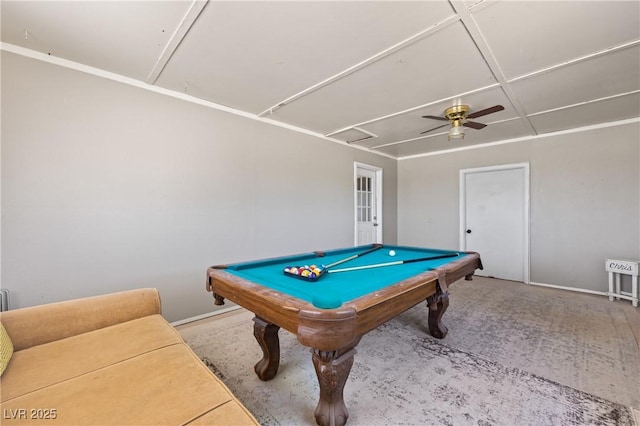 585 W Ingram Ave, Overton, NV 89040 - rec room with attic access, pool table, and a ceiling fan
