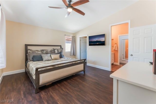 4837 River Splash Ave, Las Vegas, NV 89131 - bedroom featuring lofted ceiling, dark wood finished floors, and ceiling fan