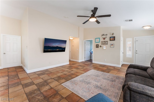4837 River Splash Ave, Las Vegas, NV 89131 - living area featuring ceiling fan and baseboards