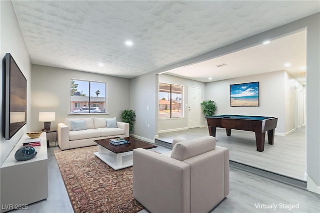 5800 Auborn Ave, Las Vegas, NV 89108 - living room featuring pool table, wood finished floors, and recessed lighting