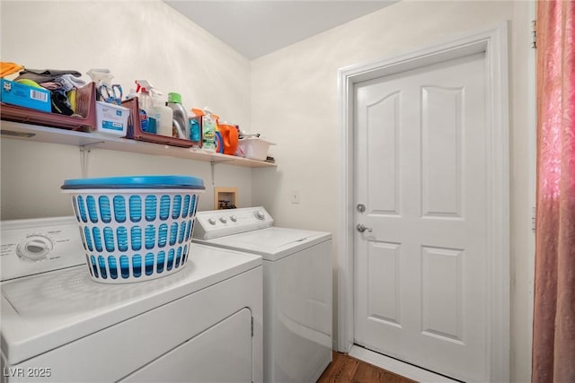 2730 Banyon St, Pahrump, NV 89048 - washroom featuring washer and dryer and wood finished floors