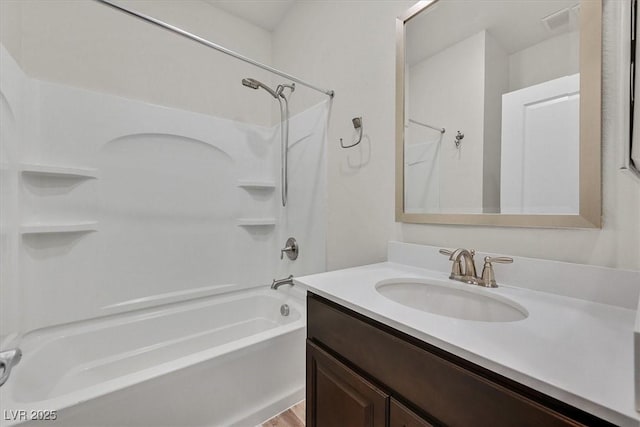 9327 Ettrick Ct, Las Vegas, NV 89178 - full bathroom with bathing tub / shower combination, vanity, and wood finished floors