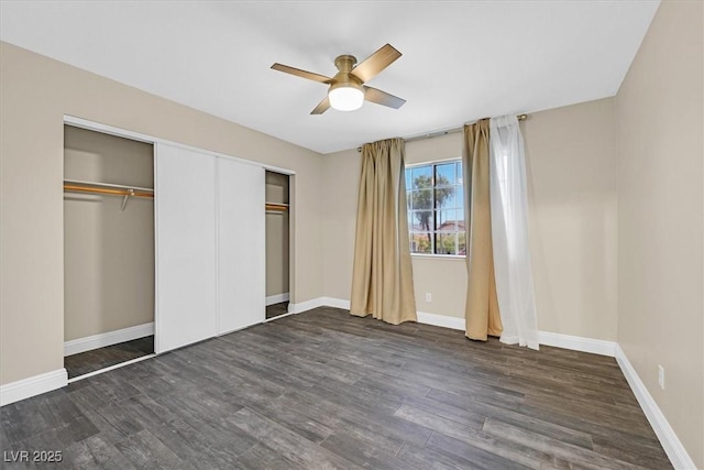 808 Vermillion Dr, Henderson, NV 89002 - unfurnished bedroom featuring wood finished floors, a closet, and a ceiling fan