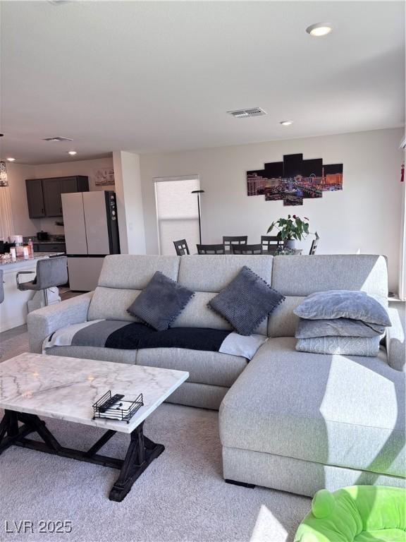 4993 Birchland Manor Ave, Las Vegas, NV 89139 - living room featuring recessed lighting and carpet flooring