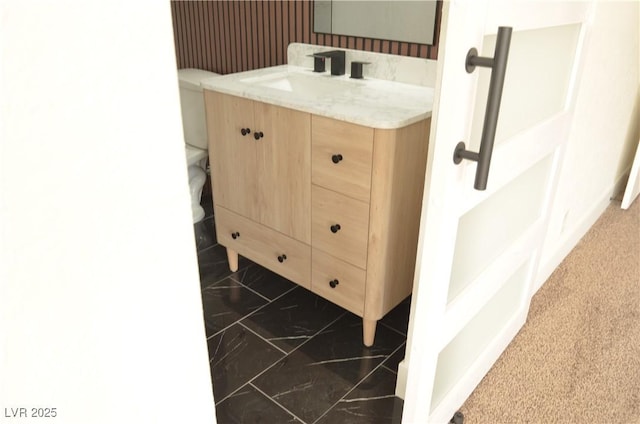 4277 Rimcrest Rd, Las Vegas, NV 89121 - bathroom with vanity and marble finish flooring