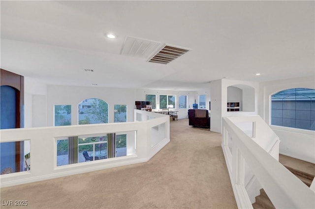 8812 Glenistar Gate Ave, Las Vegas, NV 89143 - hallway featuring light carpet and recessed lighting