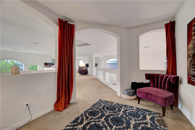 8812 Glenistar Gate Ave, Las Vegas, NV 89143 - hall with carpet flooring and arched walkways