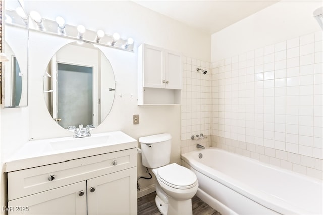 5809 Pebble Beach Blvd, Las Vegas, NV 89108 - bathroom with vanity, shower / bathtub combination, and wood finished floors