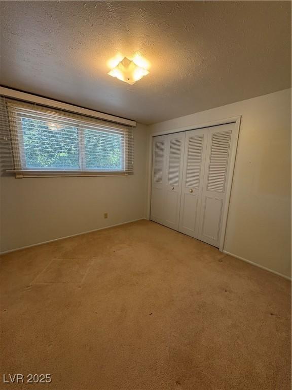 1133 Bell Ave, Ely, NV 89301 - unfurnished bedroom with light colored carpet, a textured ceiling, and a closet