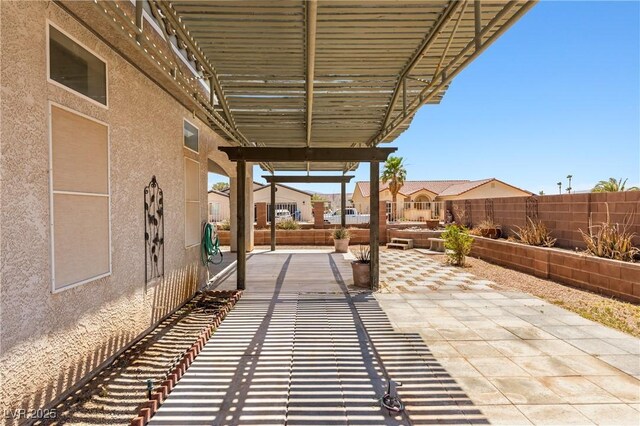 467 Muddy Peak Ct, Overton, NV 89040 - fenced backyard featuring a patio area, a residential view, and a pergola