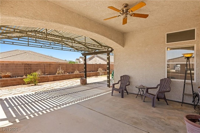 467 Muddy Peak Ct, Overton, NV 89040 - fenced backyard with a patio and ceiling fan