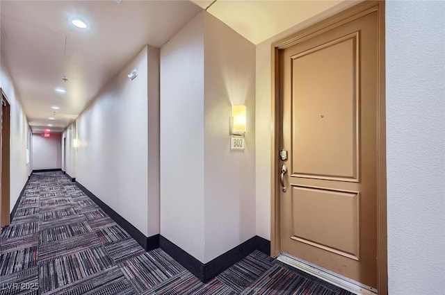 43 E Agate Ave Unit 302, Las Vegas, NV 89123 - hallway with dark colored carpet and recessed lighting