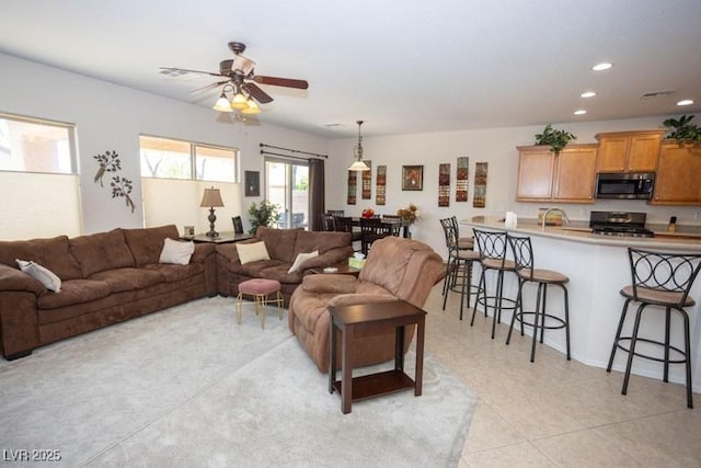 5935 Saddle Horse Ave, Las Vegas, NV 89122 - living area featuring recessed lighting and a ceiling fan