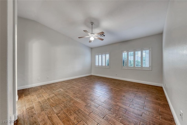 1643 Silver Slipper Ave, Henderson, NV 89002 - empty room featuring a ceiling fan, lofted ceiling, and wood finished floors