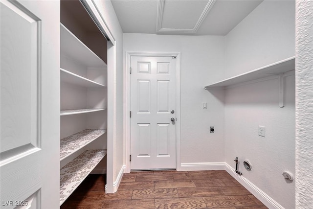 1643 Silver Slipper Ave, Henderson, NV 89002 - washroom featuring hookup for a gas dryer, wood finished floors, and hookup for an electric dryer