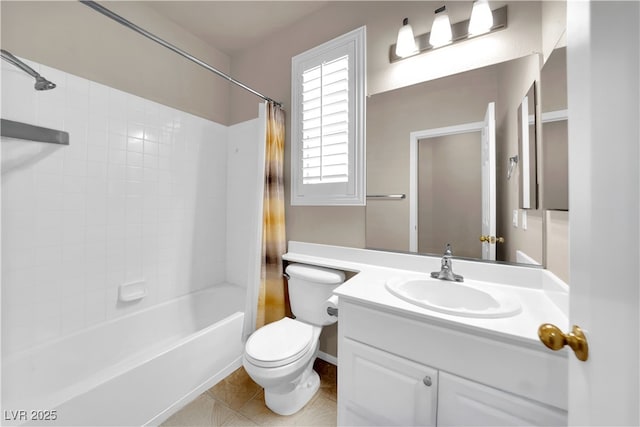 11139 Zarod Rd, Las Vegas, NV 89135 - bathroom featuring shower / tub combo with curtain, vanity, and tile patterned flooring