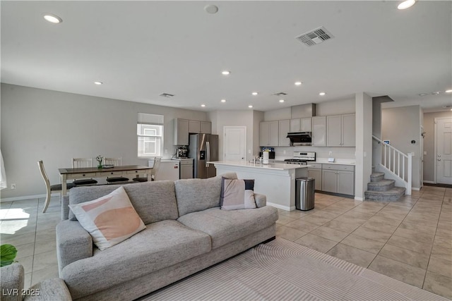 10630 Adobe Ranch St, Las Vegas, NV 89141 - living room featuring recessed lighting and light tile patterned floors