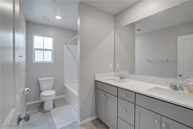 10630 Adobe Ranch St, Las Vegas, NV 89141 - bathroom with double vanity, tub / shower combination, and tile patterned floors