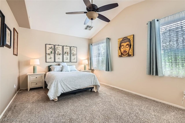 7559 Chambery Cove Ct, Las Vegas, NV 89123 - carpeted bedroom with vaulted ceiling and ceiling fan