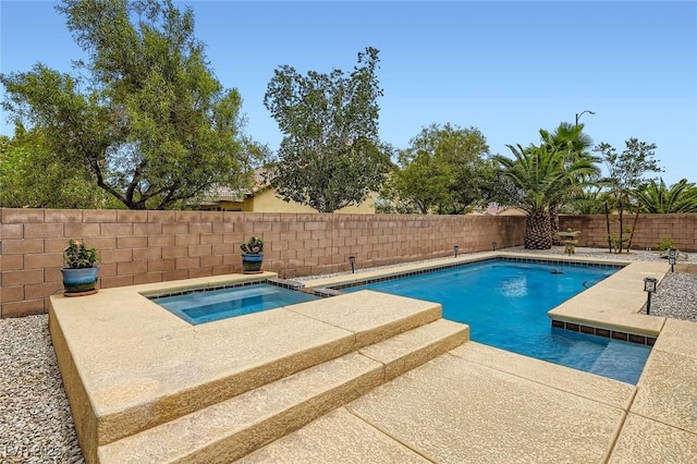 7559 Chambery Cove Ct, Las Vegas, NV 89123 - view of pool featuring an in-ground hot tub, a fenced backyard, and a patio area