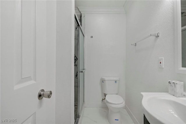 4490 W Warm Springs Rd, Las Vegas, NV 89118 - full bathroom with a shower stall, vanity, and marble look tile flooring