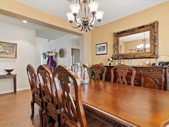 1870 Desert Forest Way, Henderson, NV 89012 - dining space featuring a chandelier, wood finished floors, and recessed lighting
