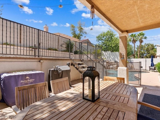 1870 Desert Forest Way, Henderson, NV 89012 - deck with a fenced backyard, a patio area, and outdoor dining area