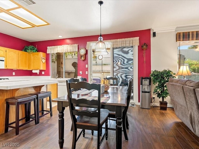 1870 Desert Forest Way, Henderson, NV 89012 - dining room with dark wood finished floors and recessed lighting