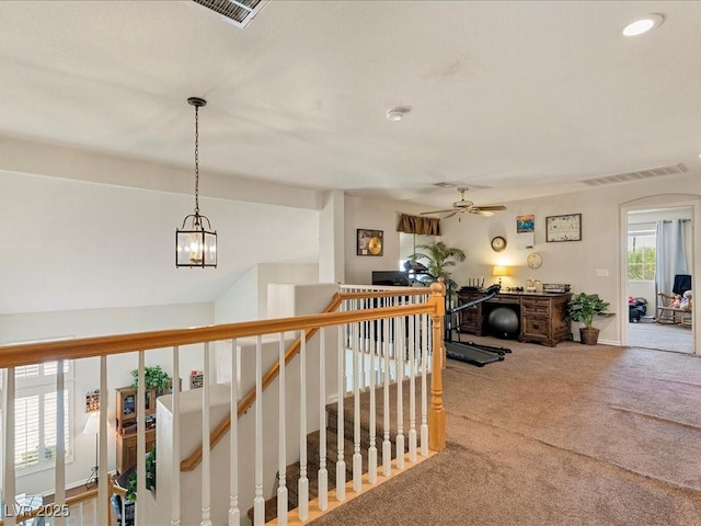 1870 Desert Forest Way, Henderson, NV 89012 - hallway with carpet, an upstairs landing, and recessed lighting