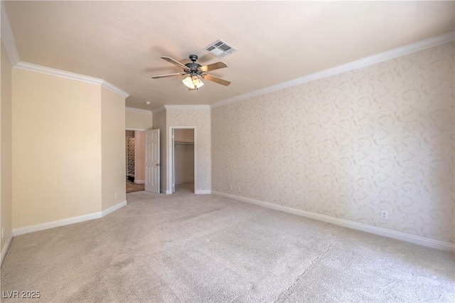 1869 Desert Forest Way, Henderson, NV 89012 - empty room featuring ceiling fan, ornamental molding, and light carpet