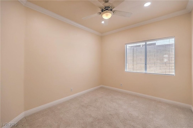 1869 Desert Forest Way, Henderson, NV 89012 - spare room featuring light colored carpet, recessed lighting, a ceiling fan, and crown molding