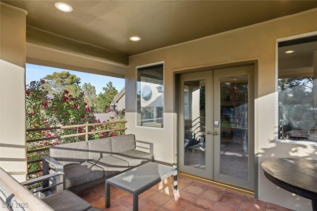 3004 Astoria Pines Cir, Las Vegas, NV 89107 - balcony with french doors and an outdoor living space