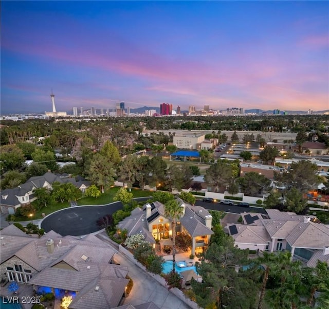 3004 Astoria Pines Cir, Las Vegas, NV 89107 - aerial view of property's location featuring a pool area and skyline