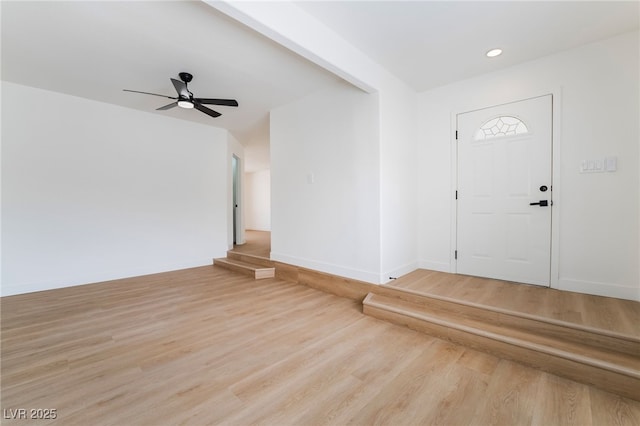 3309 Marionette Ave, Las Vegas, NV 89101 - foyer entrance with light wood finished floors, ceiling fan, and recessed lighting