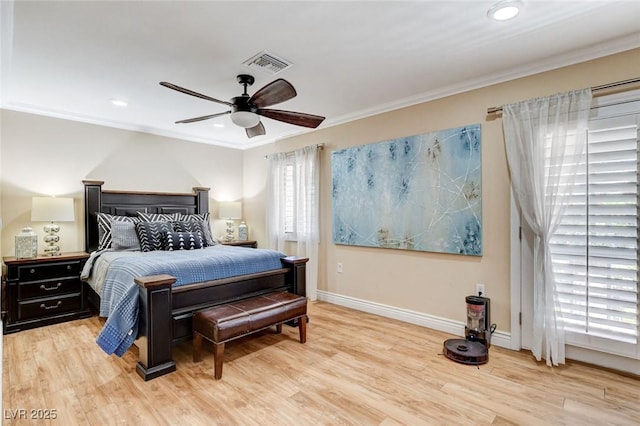5260 N Jones Blvd, Las Vegas, NV 89130 - bedroom featuring light wood-style flooring, crown molding, recessed lighting, and ceiling fan