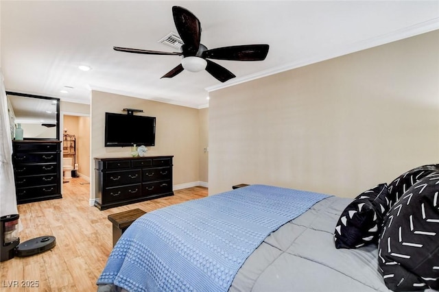 5260 N Jones Blvd, Las Vegas, NV 89130 - bedroom featuring crown molding, wood finished floors, and a ceiling fan