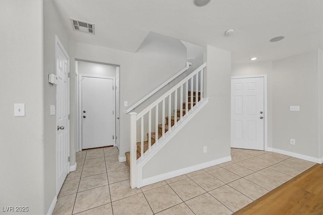 1109 Claire Rose Ave, Las Vegas, NV 89183 - entrance foyer with stairway, tile patterned flooring, and recessed lighting