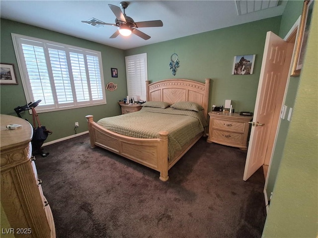 6009 Arbor Crest St, North Las Vegas, NV 89081 - bedroom featuring dark carpet and a ceiling fan