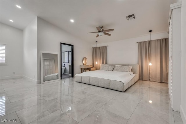 825 Royal Moon Ave, Las Vegas, NV 89123 - bedroom featuring light marble finish flooring, recessed lighting, and a ceiling fan