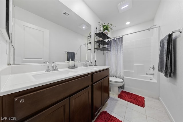 2732 Roman Palm Rd, North Las Vegas, NV 89086 - bathroom featuring double vanity, shower / tub combo, and tile patterned floors