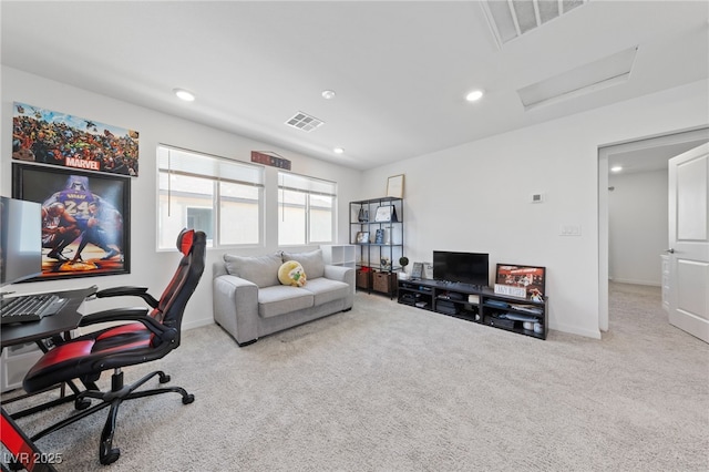 2732 Roman Palm Rd, North Las Vegas, NV 89086 - carpeted home office with attic access and recessed lighting