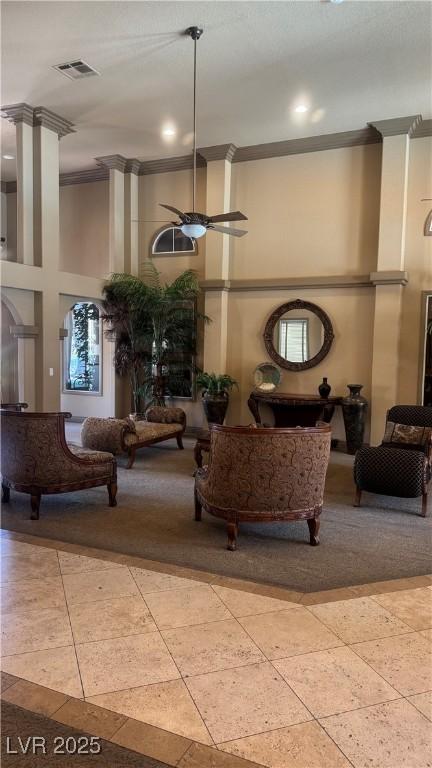 8101 W Flamingo Rd Unit 2110, Las Vegas, NV 89147 - community lobby featuring a towering ceiling, ornamental molding, and recessed lighting