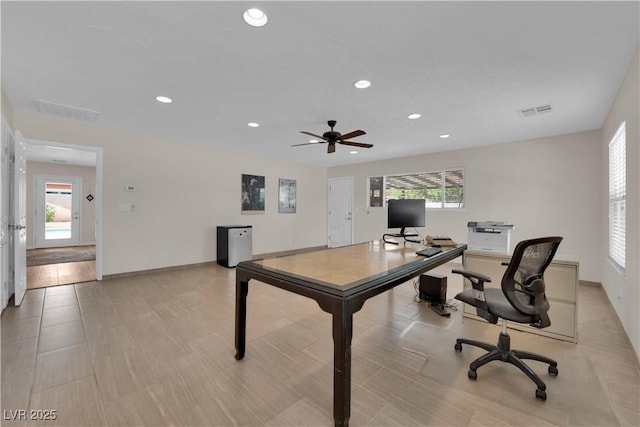 3753 Meadowcrest Dr, Las Vegas, NV 89121 - home office with recessed lighting and ceiling fan